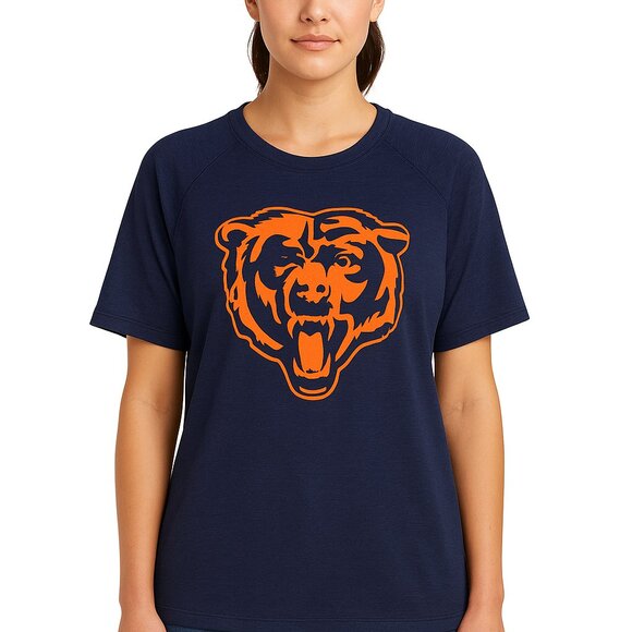 Chicago Bears NFL T Shirt Unisex Navy Orange Logo LIKE NEW Worn by Woman size M - Picture 1 of 9